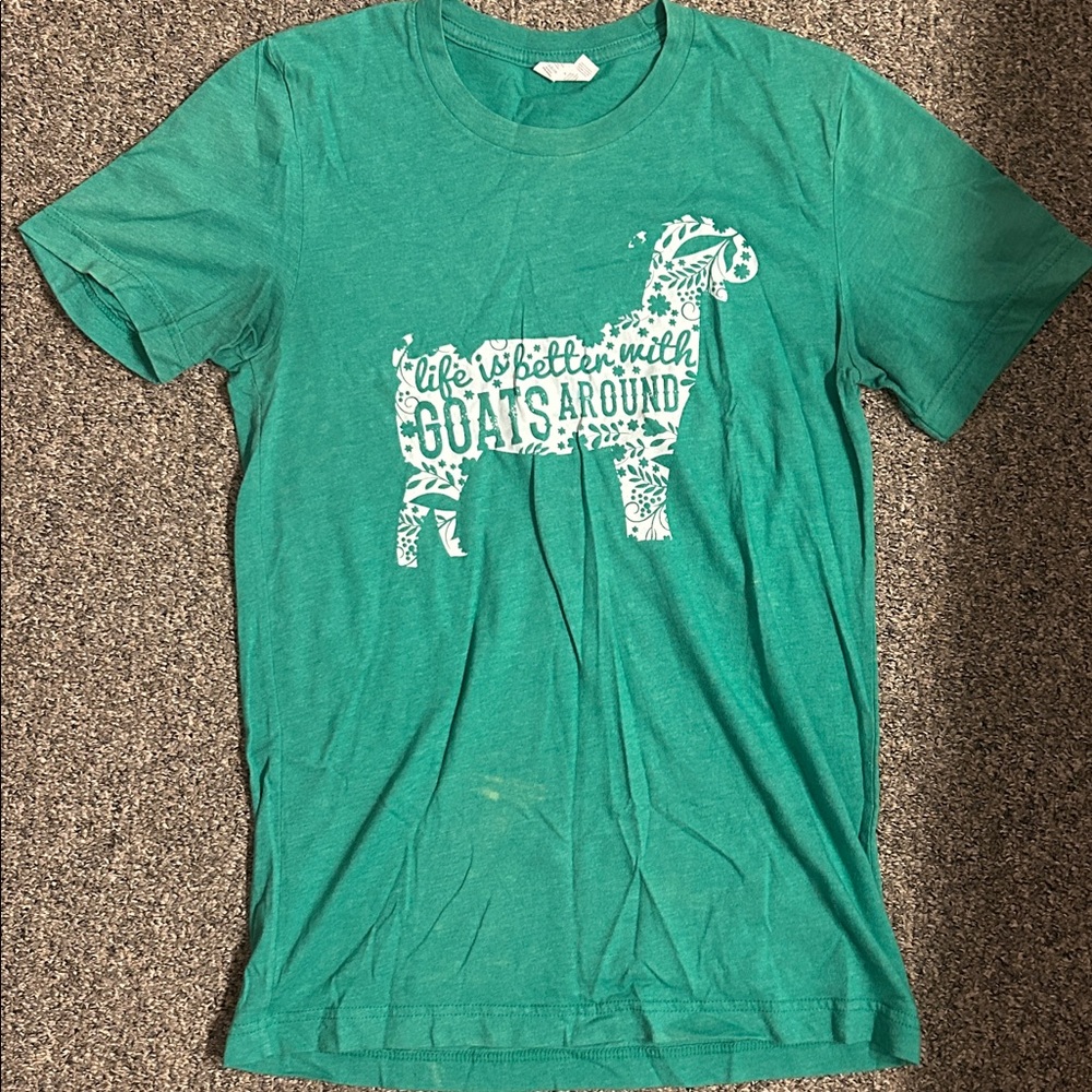 Green Goats T shirt Small (Belle Canvas shirt)